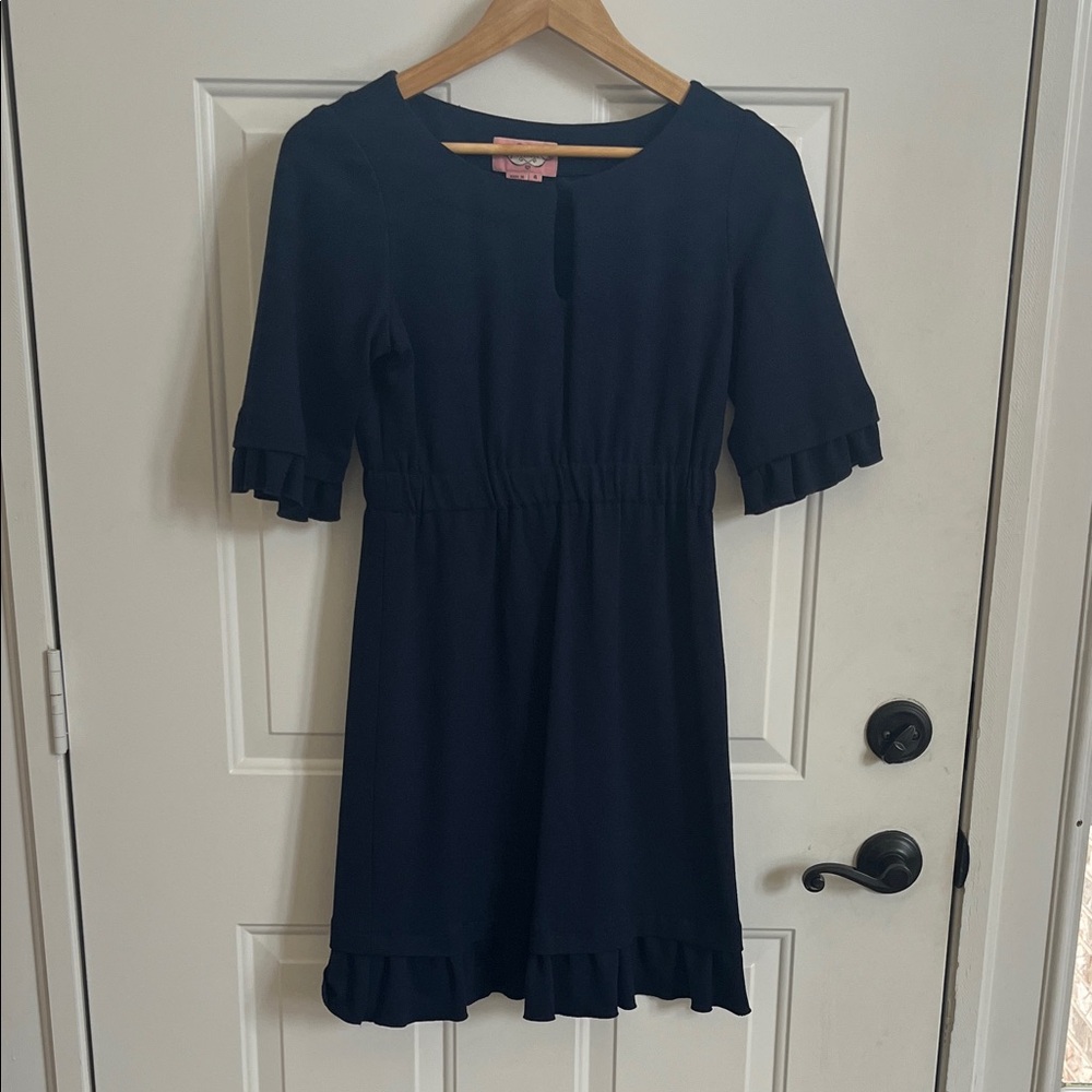 Phoebe Couture Navy Women’s Dress with Ruffle Details